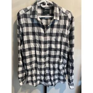 RODD & GUNN Men's Sports Fit Check Linen Button-Down Oxford Shirt XL Black/White